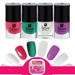 ForSure Trendy Set Of 4 Nail Polishes With Wipes-Pink-Purple-Green-White-picture-1