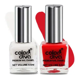 Adbeni Set of 2 Premium Long Lasting Nail Polish  9.5ml Each - White & Red image 5