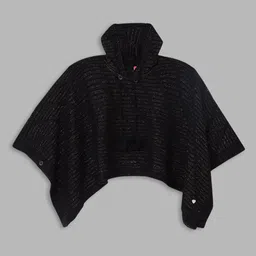 Blue Giraffe Girls Black Striped Striped Poncho Sweater-picture-15