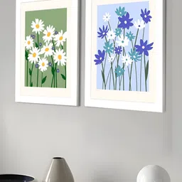 Art Street White & Violet 2 Pieces Paper Floral and Botanical Paintings Wall Art image 4
