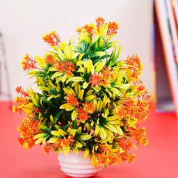 Dekorly Artificial Orange-Yellow Wild Bonsai Plants With Vintage Pot for Home Decor-picture-12