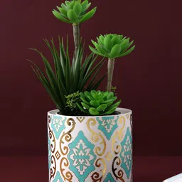 TAYHAA White & Blue Printed Ceramic Planter-picture-18