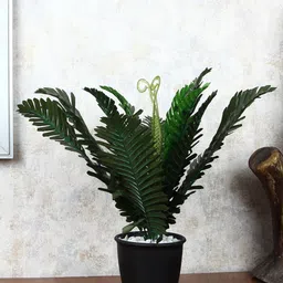 FOLIYAJ Green Faux Fern Plant With Pot-picture-0