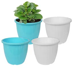Kuber Industries Blue & White 4 Pieces Textured Planters Pots image 3