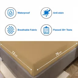 LA VERNE Beige King Size Cotton Terry Waterproof Mattress Protector image 3