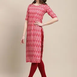 7threads KALINI Women Pack of 2 Yellow & Pink Ethnic Motifs Printed Crepe Kurta image 4