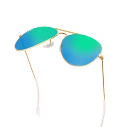 ROYALTAIL Aviator Gold Toned Frame & Green Aqua UV Protected Lens Premium Sunglasses image 2