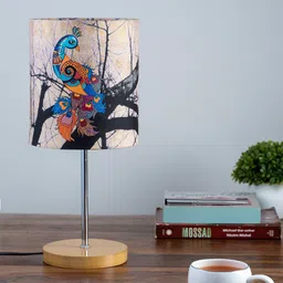 KOLOROBIA Off-White & Blue Printed Quirky Table Lamp with Shade-image-16