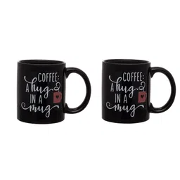 CLAY CRAFT Black & White 2-Piece Printed Ceramic Mugs Set image 2