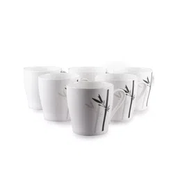 CLAY CRAFT White & Black Set of 6 Printed Ceramic Cups image 3