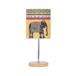 KOLOROBIA Beige & Green Printed Elephant Majesty Table Lamp image 3