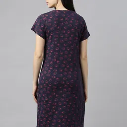 Kryptic Pack Of 2 Navy Blue Printed Pure Cotton Nightdress image 2