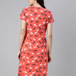 Kryptic Pack of 2 Navy Blue & Orange Floral Printed Pure Cotton T-shirt Nightdress image 2