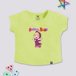 YK X Minute Mirth Infant Girls Masha And The Bear Printed Pure Cotton T-shirt-picture-58