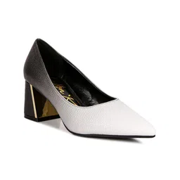 London Rag Textured Pointed Toe Block Heel Pumps image 1