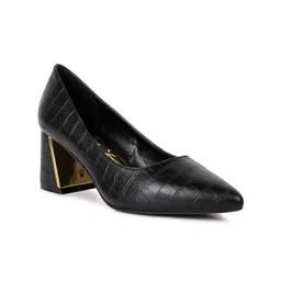 London Rag Textured Pointed Toe Block Heel Pumps image 1