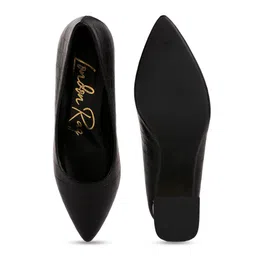 London Rag Textured Pointed Toe Block Heel Pumps image 4