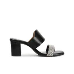 DressBerry Black Embellished Open Toe Block Heels image 4