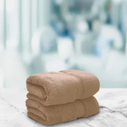 Aura Set Of 2 Flax Yellow Solid 650 GSM Super Absorbent Pure Cotton Hand Towels image 1