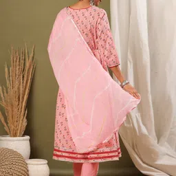 Readiprint Fashions Floral Printed Thread Work Pure Cotton Anarkali Kurta Set image 5