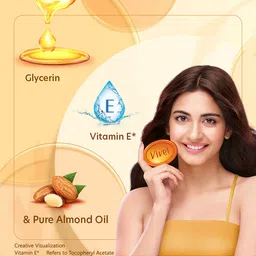 Vivel 3Pcs Glycerin Bathing Bar Soap with Pure Almond Oil & Vitamin E - 125g each image 3
