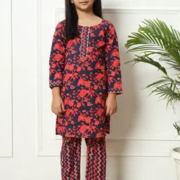 Readiprint Fashions Girls Floral Printed Gotta Patti Pure Cotton Kurta with Palazzo-picture-29