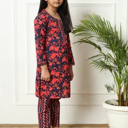 Readiprint Fashions Girls Floral Printed Gotta Patti Pure Cotton Kurta with Palazzo image 5