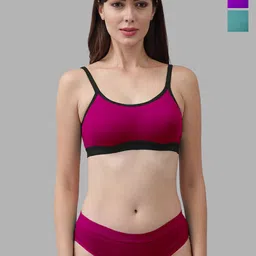 Aamarsh Pack Of 3 Comfortable Mid-Rise Cotton Bra Panty Lingerie Set-picture-24