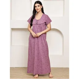 Secret Wish Purple Printed Hosiery Nighty-image-12