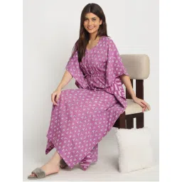 Sweet Dreams Purple Printed Regular Fit Kaftan Night Dress-picture-46