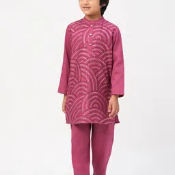LIL DRAMA Boys Embroidered Regular Pure Cotton Kurta with Pyjamas image 3