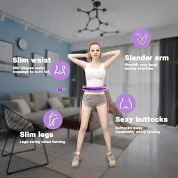 NIYAMKAAY Smart Weighted HulaHoop for Adults, Adjustable Infinity Hoop with 360° Auto-Spinning Ball, Detachable Links for CustomFit,Workout Equipment for Weight Loss & Core Training (Purple) (Purple) image 2