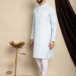 Anouk Ethnic Motifs Printed Mandarin Collar Kurta With Churidar image 4
