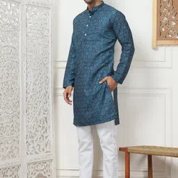Anouk Men Floral Printed Regular Sequinned Kurta with Pyjamas-image-6