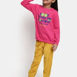 V-Mart Girls Mid-Rise Knitted Velvet Jogger image 2