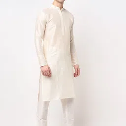 Jompers Mandarin Collar Straight Dupion Silk Kurta with Churidar image 4