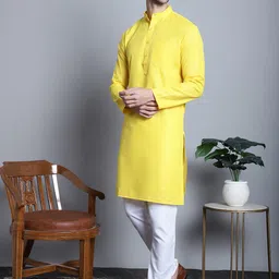 Jompers Band Collar Regular Pure Cotton Kurta with Churidar image 4