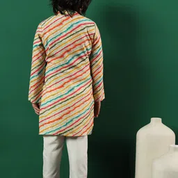 Readiprint Fashions Infant Boys Leheriya Printed Gotta Patti Pure Silk Kurta with Pyjamas image 2