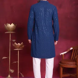 Jompers Floral Embroidered Sequinned Pure Cotton Chikankari Kurta with Churidar image 5