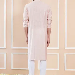 See Designs Striped Embroidered Thread Work Chanderi Silk Straight Kurta With Pyjamas image 5