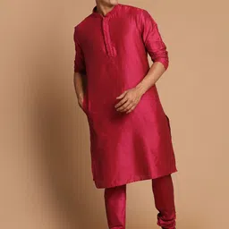 VASTRAMAY Men Fuchsia Kurta with Pyjamas-picture-22