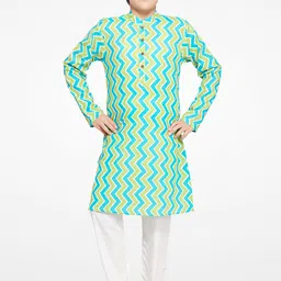 Jeetethnics Boys Green Printed Kurta with Pyjamas-picture-25