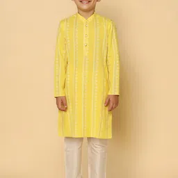 KISAH Boys Striped Mandarin Collar Regular Kurta with Pyjamas-picture-9