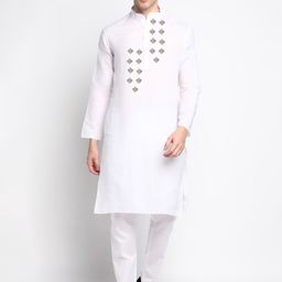 DEVOILER Ethnic Motifs Printed Mandarin Collar Regular Kurta With Pyjamas-picture-46