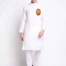 DEVOILER Ethnic Motifs Printed Band Collar Straight Kurta with Pyjamas-picture-35