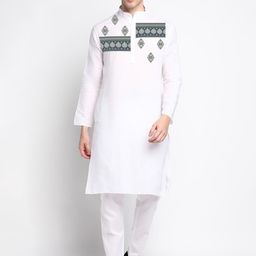 DEVOILER Ethnic Motifs Printed Mandarin Collar Kurta with Pyjamas-picture-48