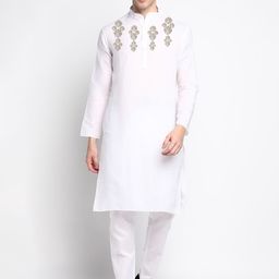 DEVOILER Ethnic Motifs Printed Mandarin Collar Regular Kurta With Pyjamas-picture-31