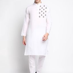 DEVOILER Ethnic Motifs Printed Band Collar Straight Kurta with Pyjamas-picture-38