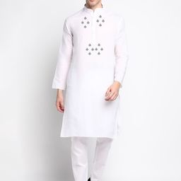 DEVOILER Ethnic Motifs Printed Band Collar Straight Kurta with Trousers-picture-36