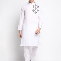 DEVOILER Ethnic Motifs Printed Band Collar Kurta with Pyjamas-picture-13